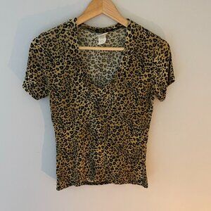 Leopard Print V Neck Top